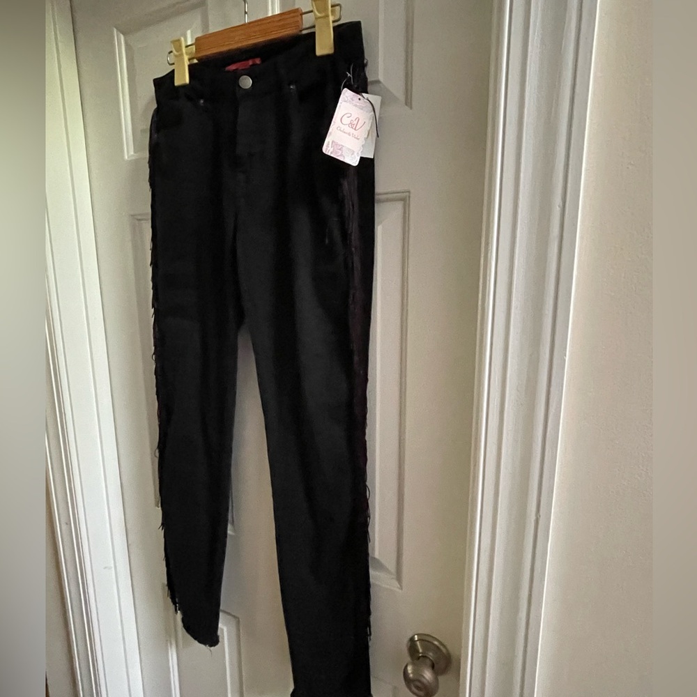 Black C&V Fringe SlimJean size 28